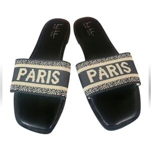 Nicole Miller New York Black City Paris Slide Sandals Slides Sz 8
